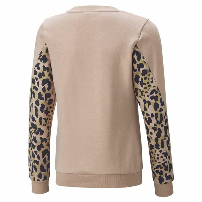 Hanorac fără glugă pentru fete Puma Alpha Crew Neck Bej Leopard Roz