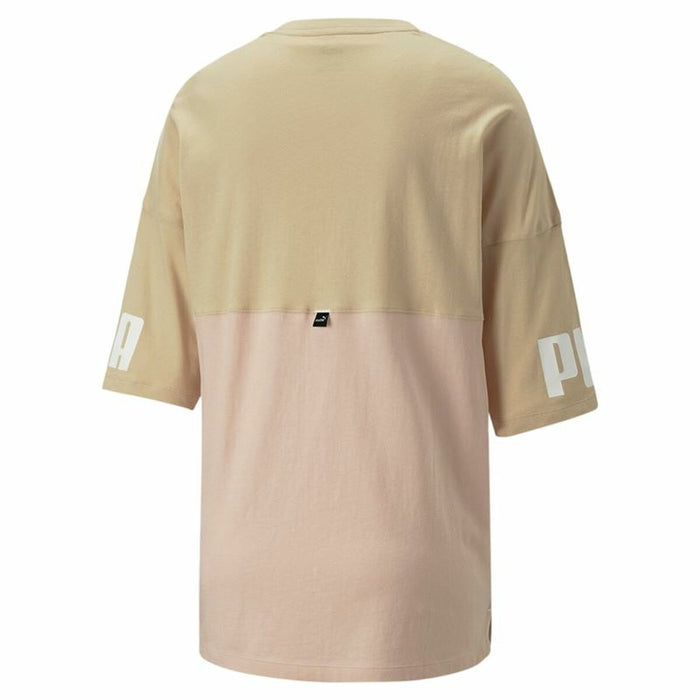Tricou cu Mânecă Scurtă Femei Puma Colorblock Bej