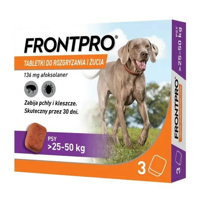 Tablete FRONTPRO 612474 15 g 3 x 136 mg Potrivit pentru câini de până la max. >25-50 kg