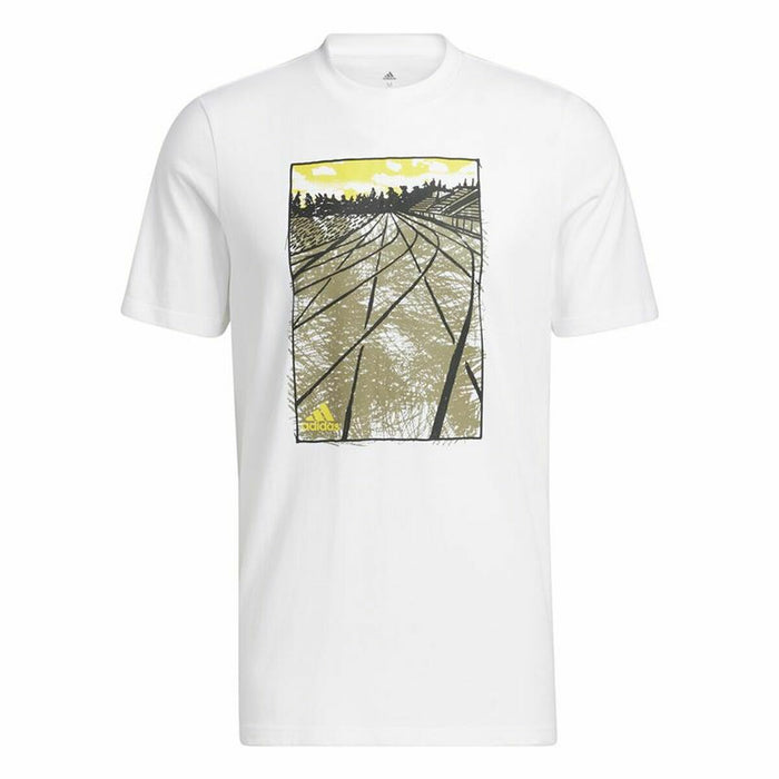 Tricou cu Mânecă Scurtă Bărbați Adidas Sketch Photo Graphic Alb