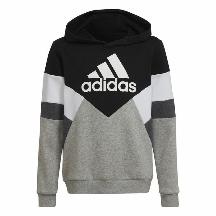 Hanorac cu Glugă Copii Adidas Colorblock Fleece Negru Gri