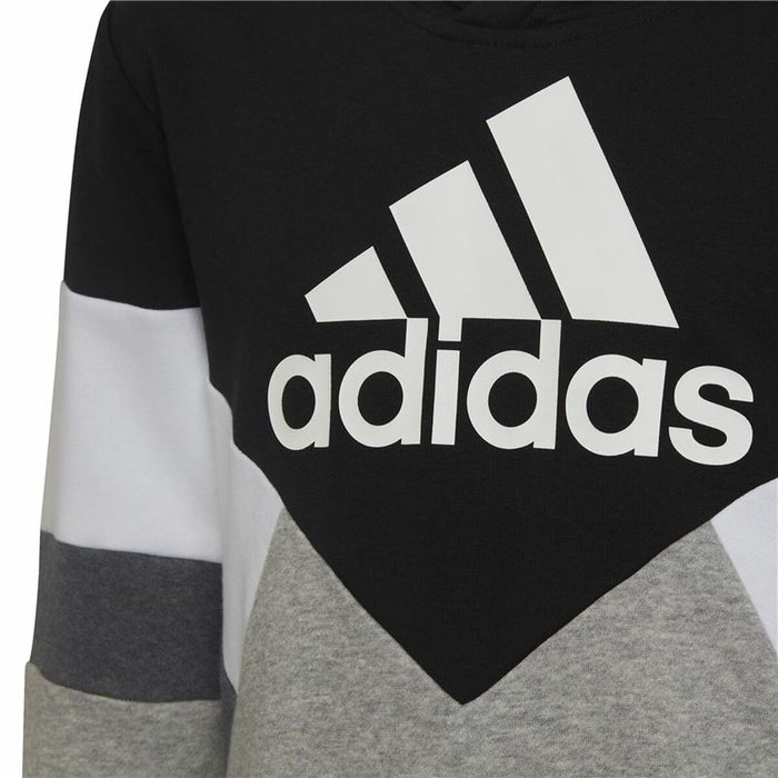 Hanorac cu Glugă Copii Adidas Colorblock Fleece Negru Gri