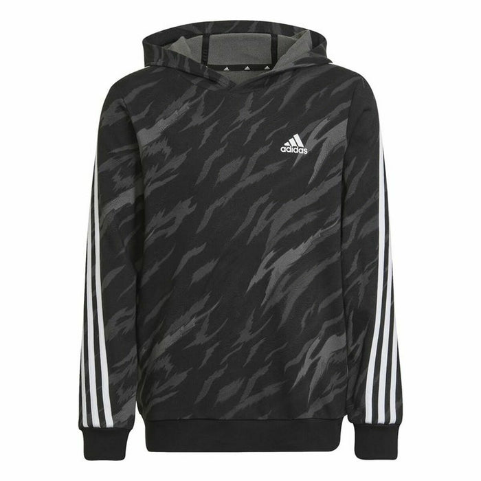 Hanorac cu Glugă Copii Adidas 3 Stripes Negru