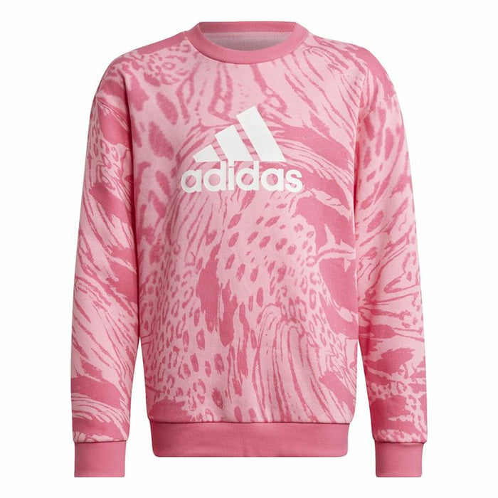 Hanorac fără glugă pentru fete Adidas Future Icons Hybrid Animal Roz