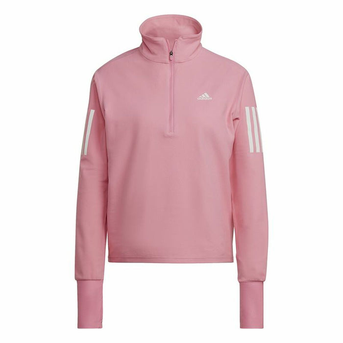 Tricou cu Mânecă Lungă de Damă Adidas Own the Run 1/2 Zip Roz