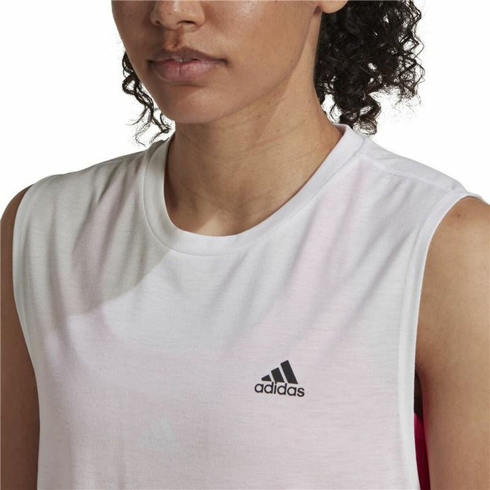 Tricou de Damă fără Mâneci Adidas Muscle Run Icons Alb