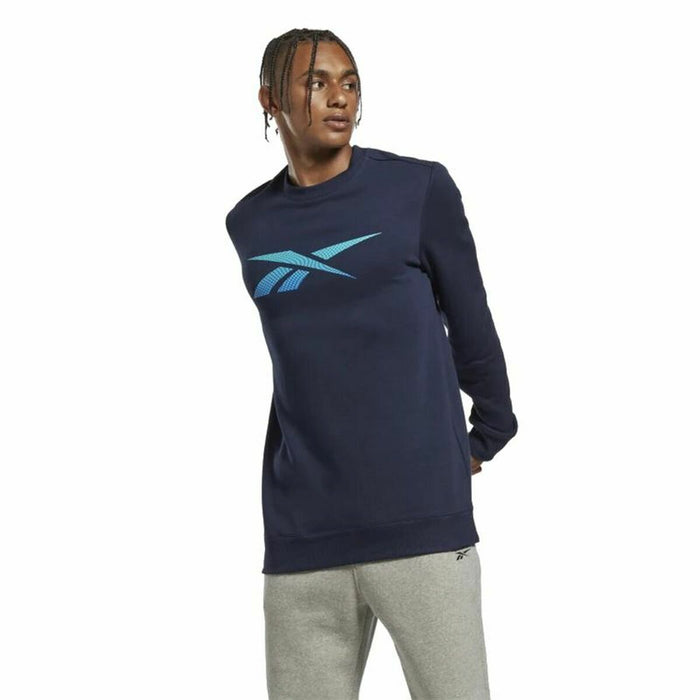 Hanorac fără Glugă Bărbați Reebok Identity Fleece Crew Albastru închis