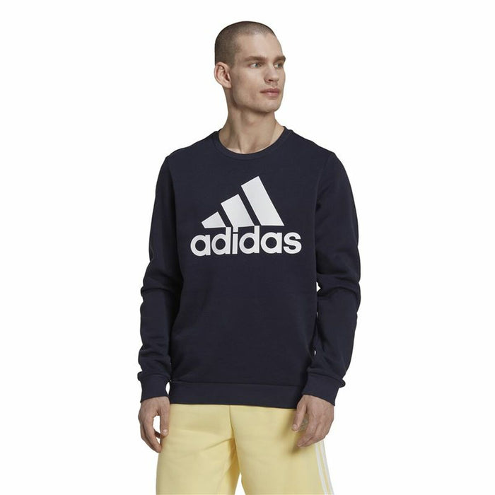 Hanorac fără Glugă Bărbați Adidas Essentials Big Logo Bleumarin Albastru închis