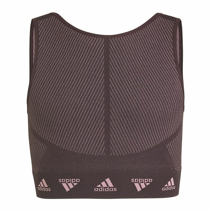 Sutien Sport Adidas Aeroknit Seamless Castaniu Roșu Închis