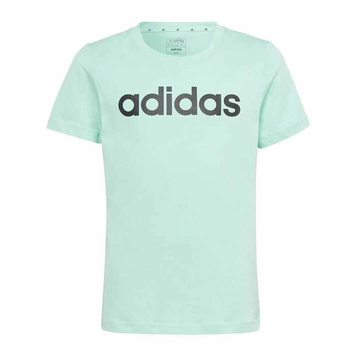 Tricou cu Mânecă Scurtă pentru Copii Adidas Linear Logo Verde Acvamarin