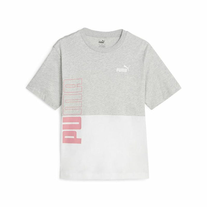 Tricou cu Mânecă Scurtă Femei Puma Power Colorblock Alb Gri