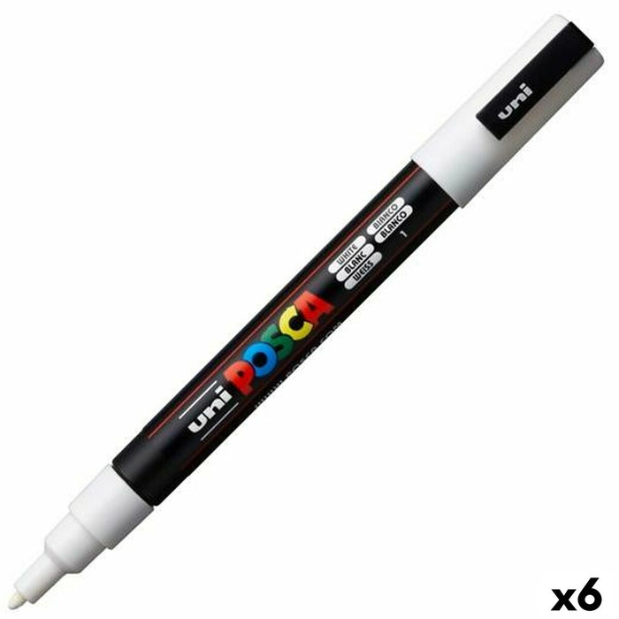 Marker POSCA PC-3M Alb (6 Unități)