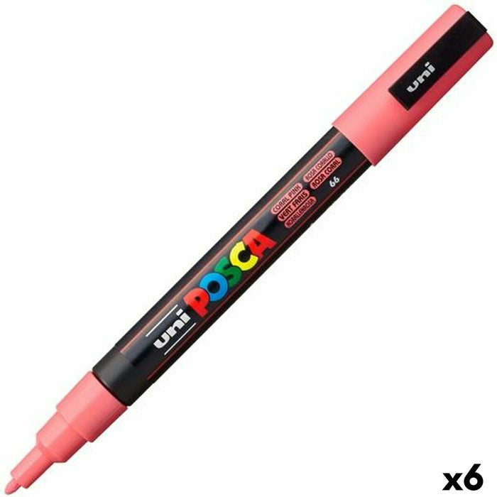 Marker POSCA PC-3M Coral Roz (6 Unități)