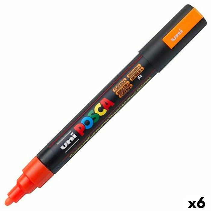Carioci POSCA PC-5M Punct de glonț Fluor Portocaliu (6 Unități)