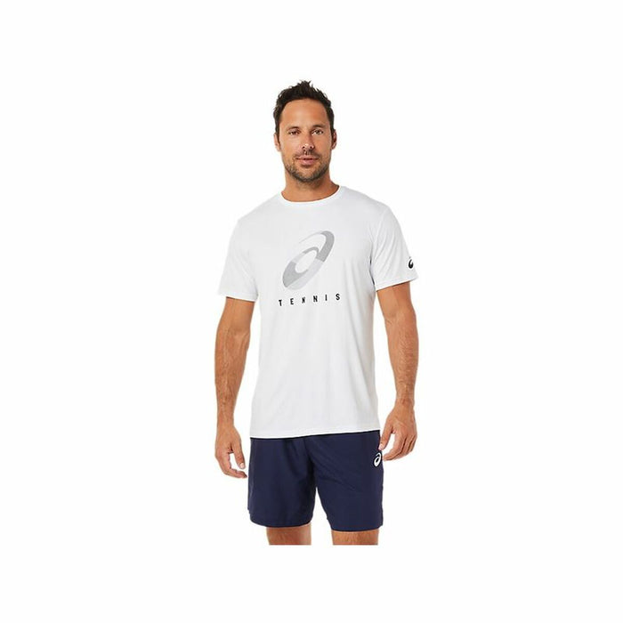 Tricou cu Mânecă Scurtă Bărbați Asics Court Spiral Tee Alb