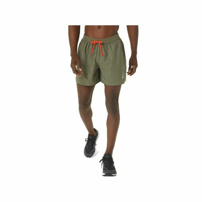 Pantaloni Scurți Sport pentru Bărbați Asics Fujitrail Logo Măslină