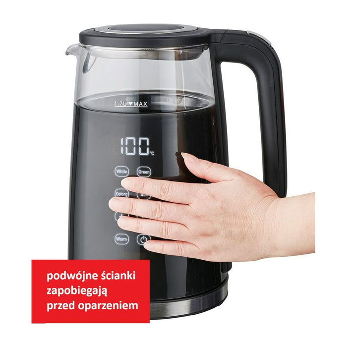 Fierbător Feel Maestro MR-049 Negru Transparent Geam Sticlă borosilicată 2200 W 1,7 L