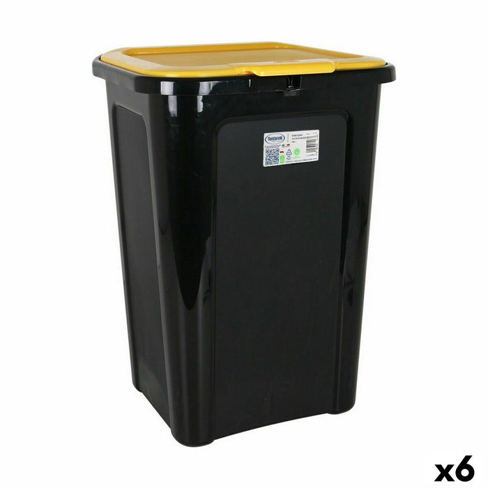 Coș de gunoi Tontarelli Coverline Galben 44 L Negru 38,5 x 34,5 x 54,5 cm (6 Unități)