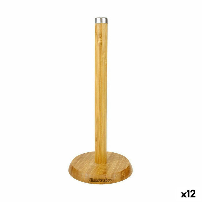 Suport pentru hârtie de bucătărie Quttin Maro Bambus Argintiu 16 x 16 x 33,5 cm (12 Unități)