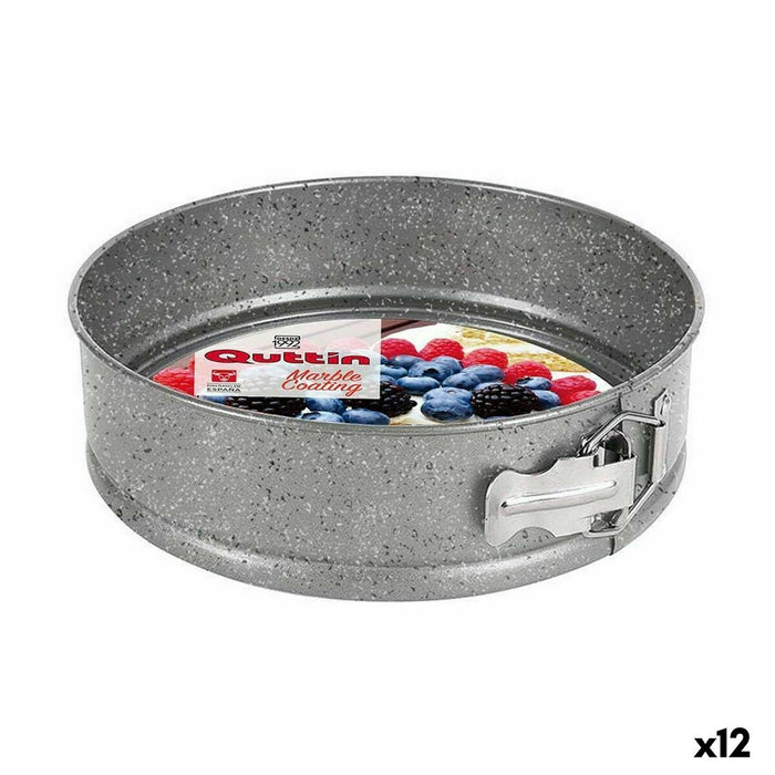 Formă de tort detașabilă Quttin Marble Gri Oțel carbon 24 x 6,8 cm (12 Unități)