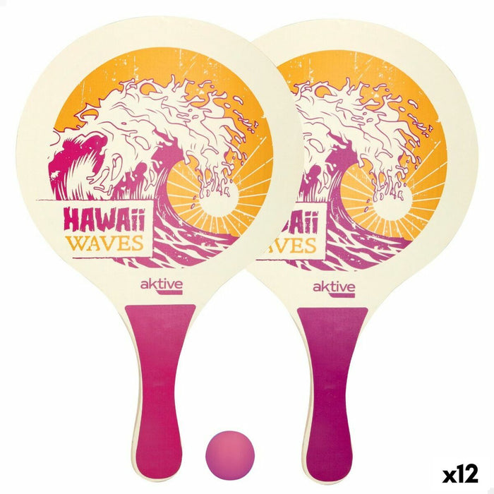 Palete de Plajă cu Minge Aktive Hawai Lemn 23,5 x 38 x 0,8 cm (12 Unități)