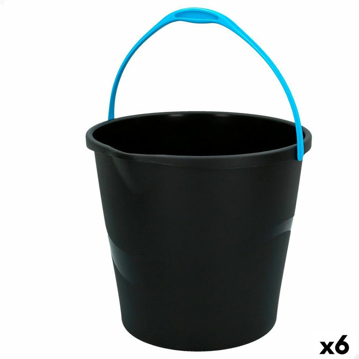 Găleată cu toartă Colorbaby Negru 10 L 29,5 x 26 x 28,5 cm (6 Unități)