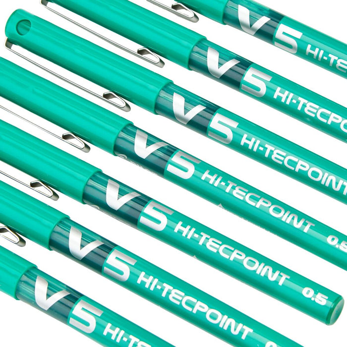 Stilou cu cerneală lichidă Pilot V-5 Hi-Tecpoint Verde 0,3 mm (12 Unități)