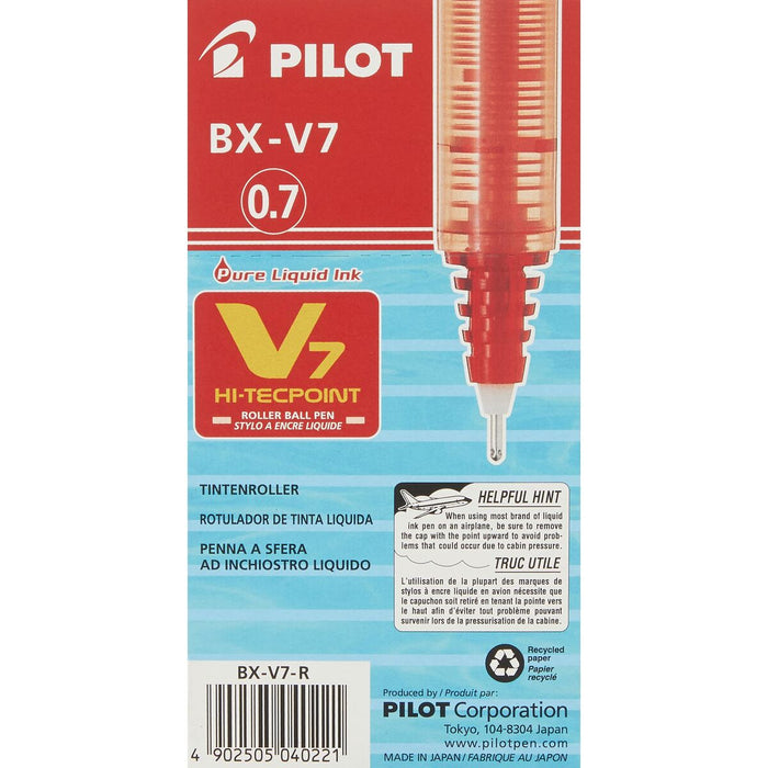 Stilou cu cerneală lichidă Pilot V7 Hi-Tecpoint Roșu 0,5 mm (12 Unități)