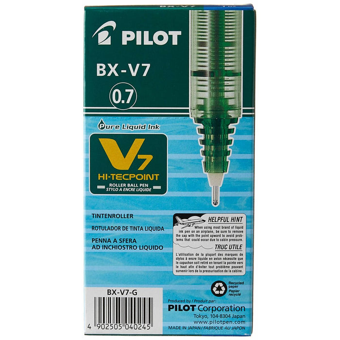 Stilou cu cerneală lichidă Pilot V-7 Hi-Tecpoint Verde 0,5 mm (12 Unități)