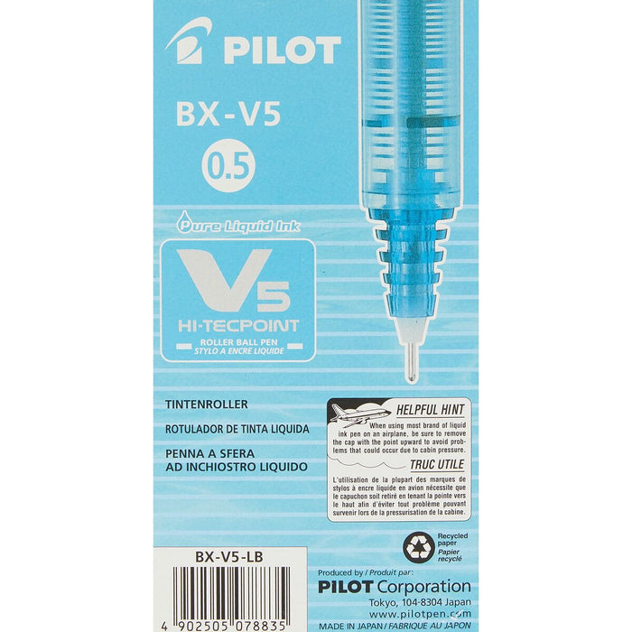 Stilou cu cerneală lichidă Pilot V-5 Hi-Tecpoint Albastru deschis 0,3 mm (12 Unități)