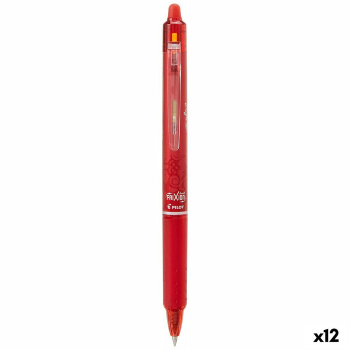 Stilou cu cerneală lichidă Pilot Frixion Clicker Roșu 0,4 mm (12 Unități)