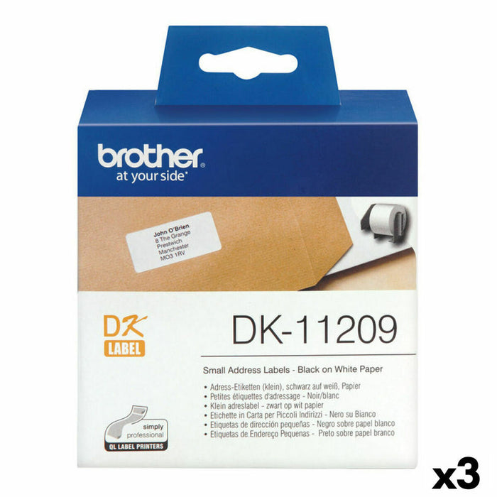 Etichete pentru Imprimantă Brother DK-11209 Negru/Alb 62 x 29 mm (3 Unități)