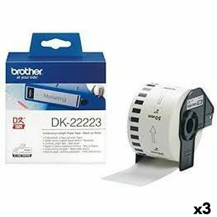 Hârtie Continuă pentru Imprimante Brother DK-22223 Alb 50 mm x 30,48 m Negru (3 Unități)