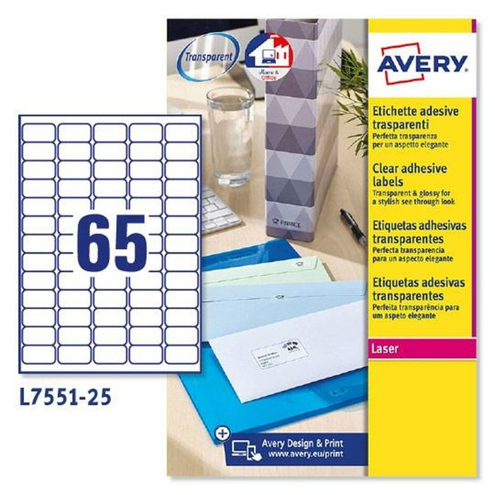 Etichete autoadezive Avery Transparent 210 x 297 mm 38,1 x 21,2 mm