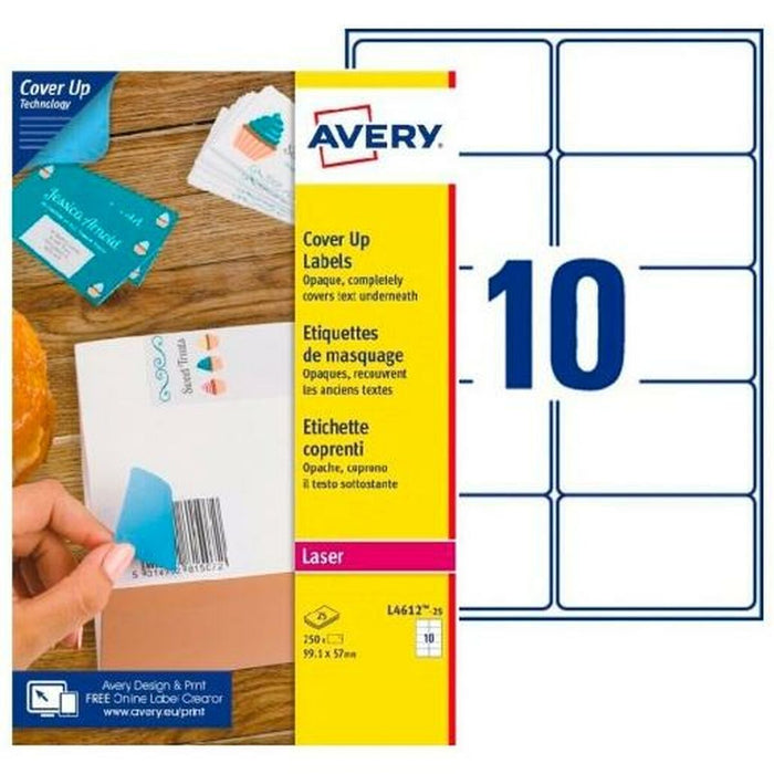 Etichete pentru Imprimantă Avery L4612 Alb 25 Frunze 99,1 x 57 mm (5 Unități)