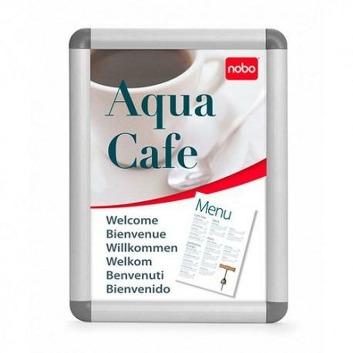 Avizier Nobo CLIPDOWN Stand Prezentare Aluminiu Argintiu