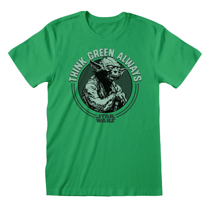 Tricou cu Mânecă Scurtă Star Wars Yoda Think Green Verde Unisex