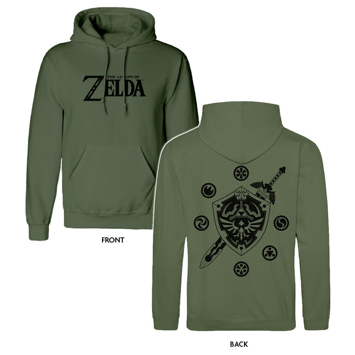 Hanorac cu Glugă Unisex The Legend of Zelda Logo and Shield Verde