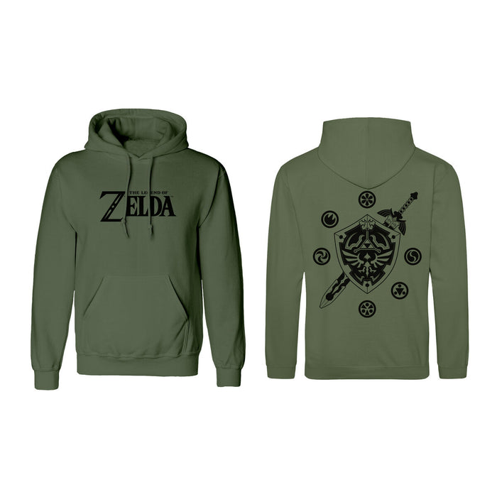 Hanorac cu Glugă Unisex The Legend of Zelda Logo and Shield Verde