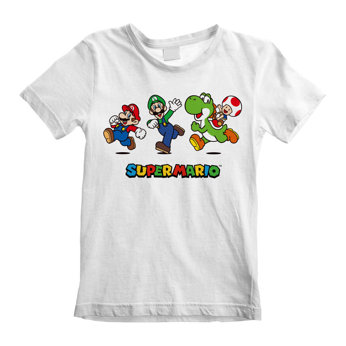 Tricou cu Mânecă Scurtă pentru Copii Super Mario Running Pose Alb