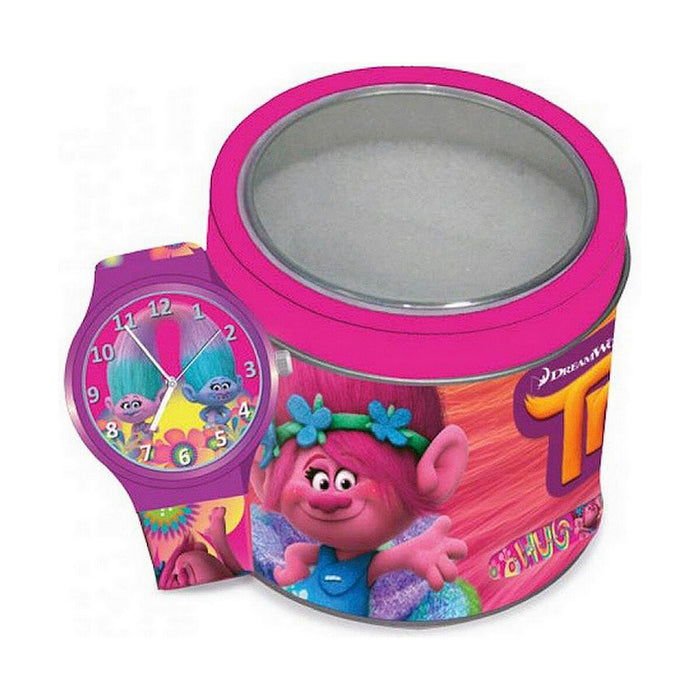 Ceas Copii Cartoon TROLLS - TIN BOX (Ø 33 mm)