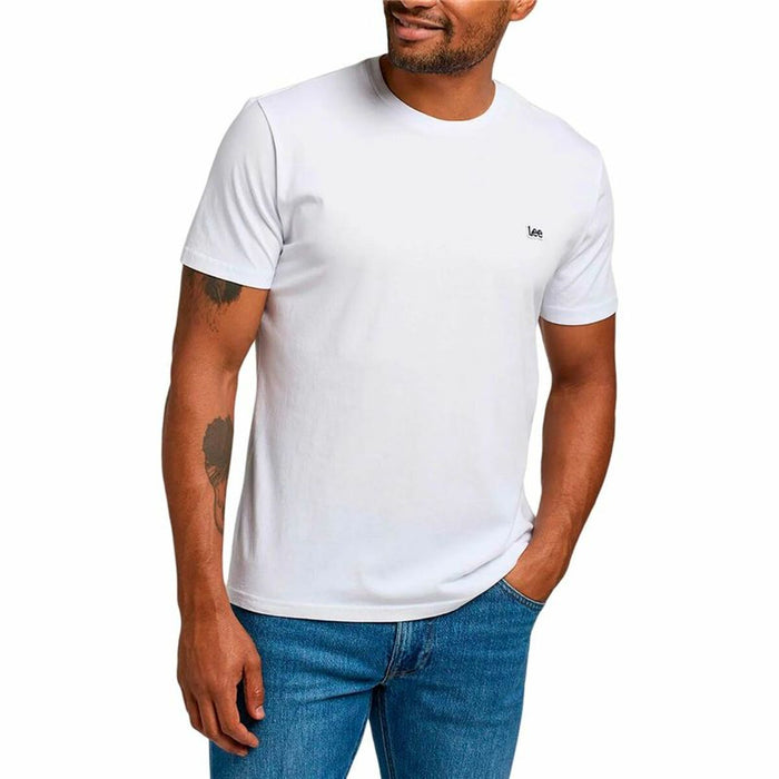 Tricou cu Mânecă Scurtă Bărbați Lee Patch Logo Alb