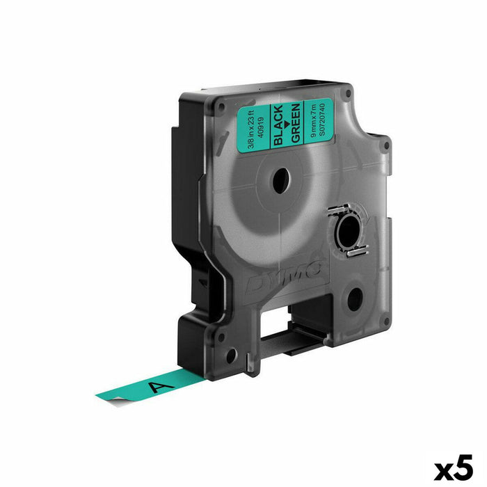 Bandă Laminată pentru Aparate de Etichetat Dymo D1 40919 9 mm LabelManager™ Negru Verde (5 Unități)