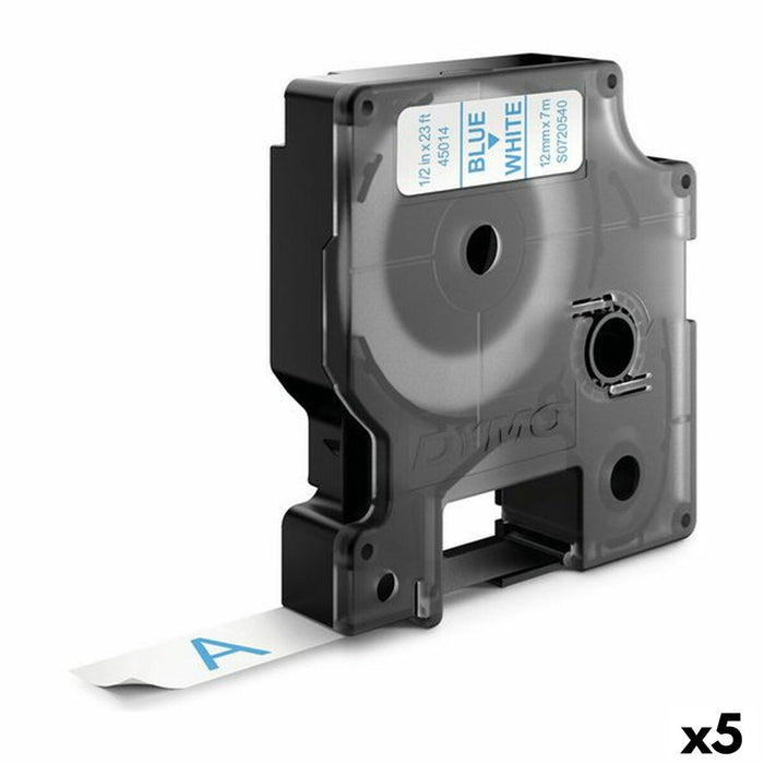 Bandă Laminată pentru Aparate de Etichetat Dymo D1 45011 12 mm LabelManager™ Albastru Transparent (5 Unități)