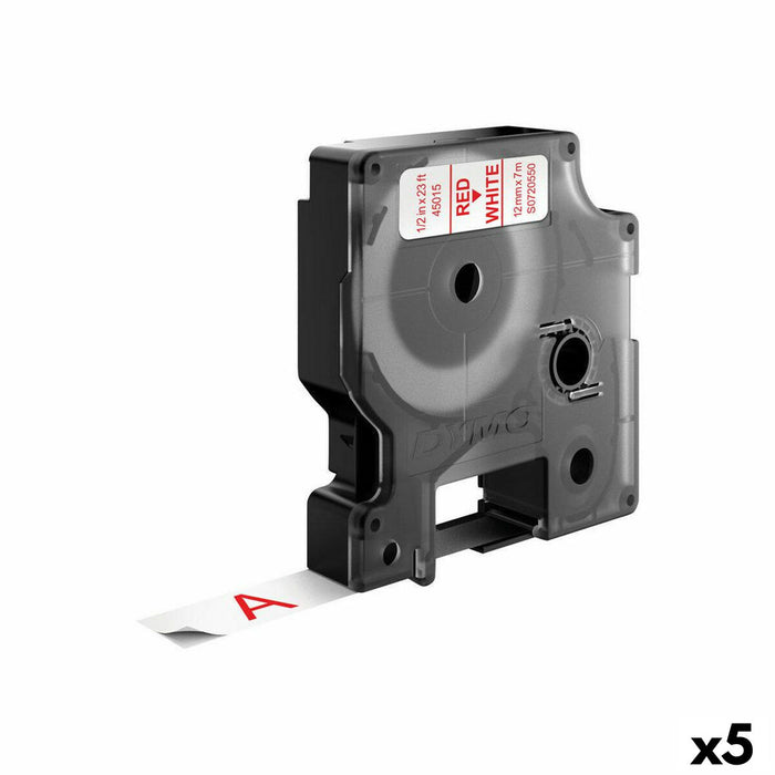 Bandă Laminată pentru Aparate de Etichetat Dymo D1 45015 12 mm LabelManager™ Alb Roșu Negru (5 Unități)