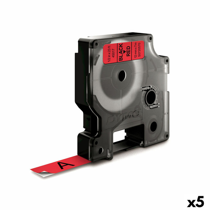 Bandă Laminată pentru Aparate de Etichetat Dymo D1 45017 12 mm LabelManager™ Roșu Negru (5 Unități)
