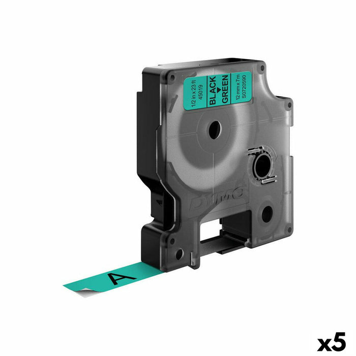 Bandă Laminată pentru Aparate de Etichetat Dymo D1 45019 12 mm LabelManager™ Verde Negru (5 Unități)