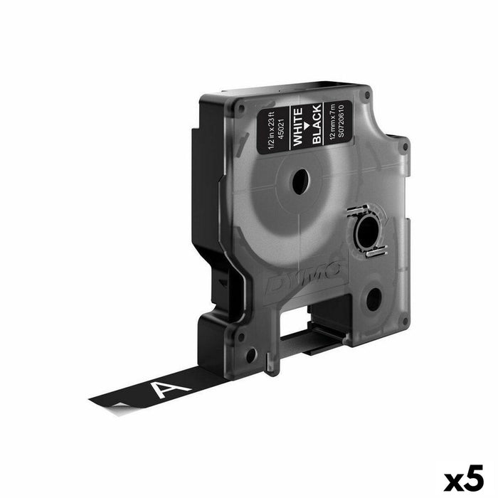 Bandă Laminată pentru Aparate de Etichetat Dymo D1 45021 12 mm LabelManager™ Alb Negru (5 Unități)