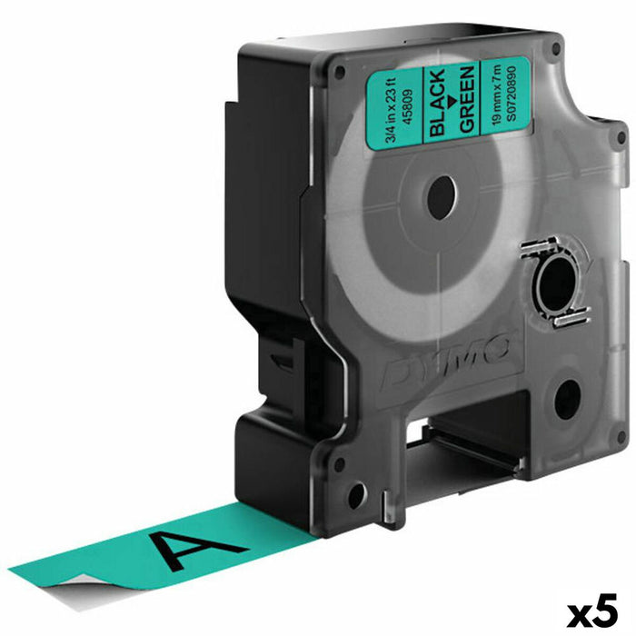 Bandă Laminată pentru Aparate de Etichetat Dymo D1 45809 LabelManager™ Negru Verde (5 Unități)