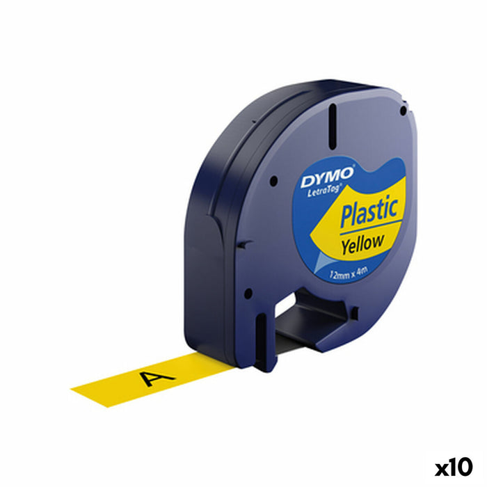 Bandă Laminată pentru Aparate de Etichetat Dymo 91202 12 mm LetraTag® Negru Galben (10 Unități)